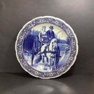 ROYAL SPHINX MAASTRICH Holland Delfts Blue Carriage 16" Charger Wall Décor